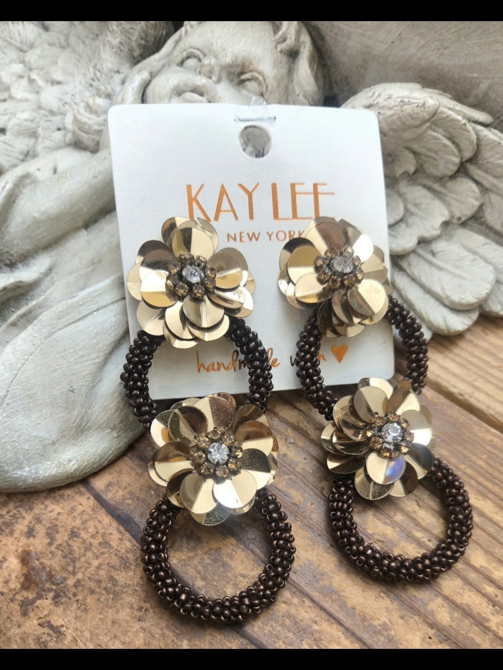 Kaylee New York Gold Floral Drop Earrings